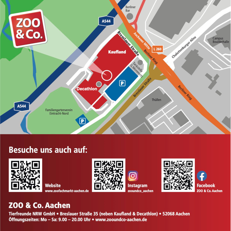 Anfahrt zu ZOO & Co. Aachen